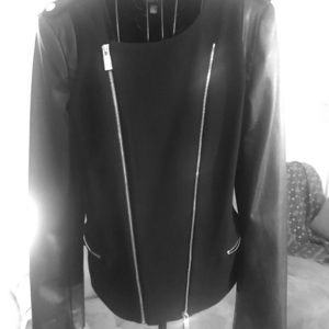 Black Jacket - Leather Sleeves